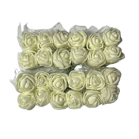 Flor de EVA cor creme com 12 unidades