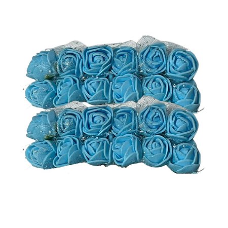 Flor de EVA cor azul claro com 12 unidades