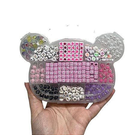 Kit Miçanga Infantil Colorida Urso Com 400 Peças