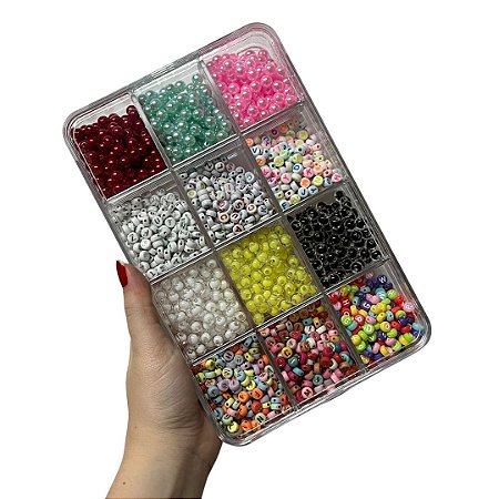 Kit Miçanga Infantil Colorido Grande Com 3.500 Peças