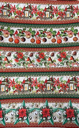 Tricoline barrado digital natal ref e151 - 100% algodão 50cm x 150cm