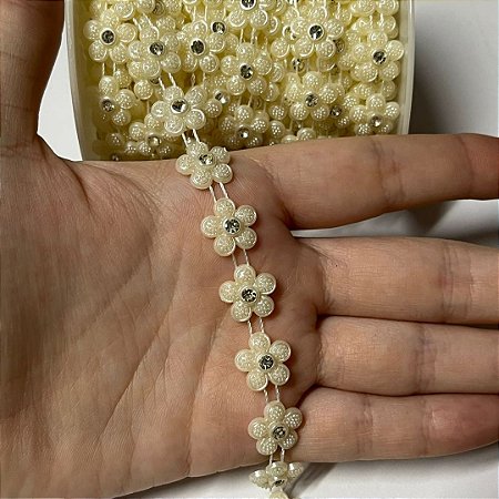 Strass de metro mod 12 cor creme - 12mm por metro