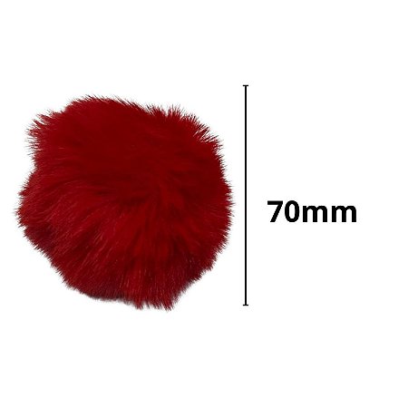 Pompom pelucia 70mm cor vermelho com 10 unidades nybc