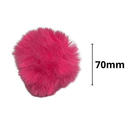 Pompom pelucia 70mm cor rosa neon com 10 unidades nybc