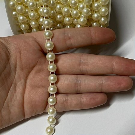Meia Perola Por Metro 8mm Cor Creme Nybc