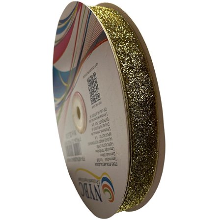 Fita Metalizada 20mm Ouro 100% Poliéster Com 20 Metros Nybc
