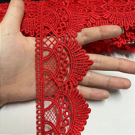 renda guipir chl-438 vermelho 68mm por metro