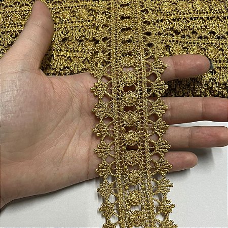renda guipir chl-618 dourado 50mm por metro