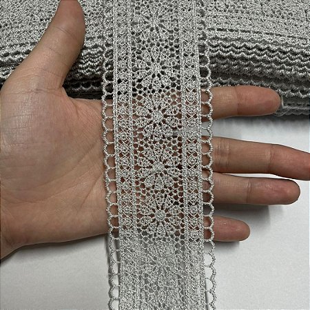 renda guipir chl-419 prata 55mm por metro