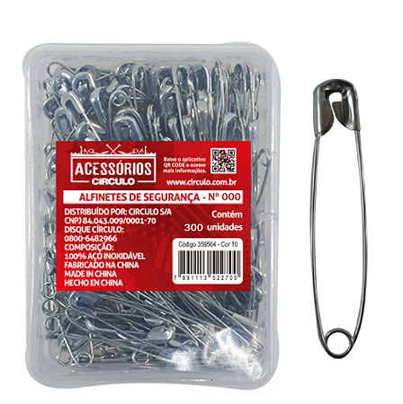 Alfinete de segurança n-000 c/300 unidades circulo