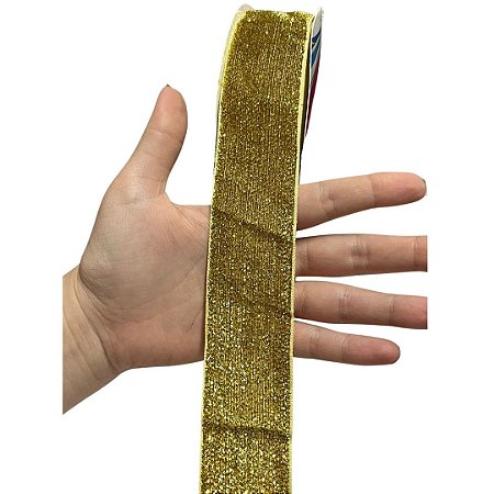 FITA METALIZADA OURO 38MM POR METRO NYBC