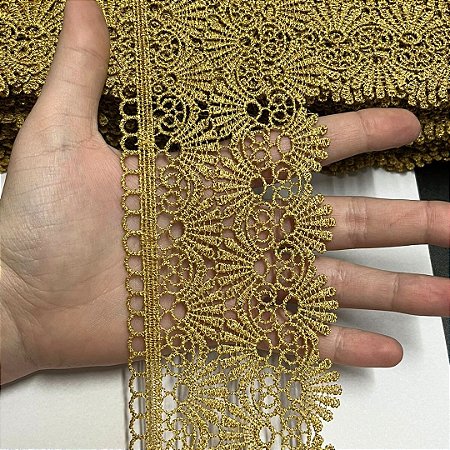 renda guipir chl-579 dourado 75mm por metro