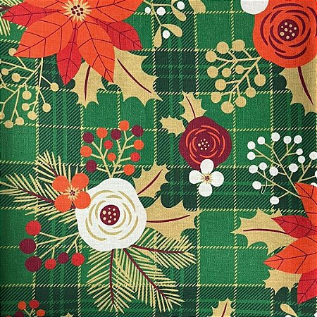 Tecido tricoline natal ref 7197 - 100% algodão 50cm x 150cm Peripam