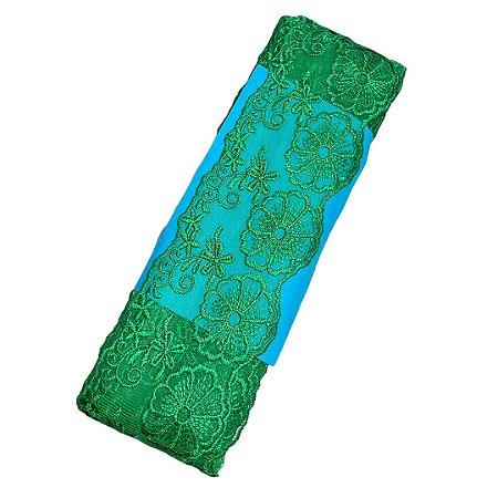 TULE BORDADO CRL-01 COR VERDE BANDEIRA 75MM C/13.70 METROS