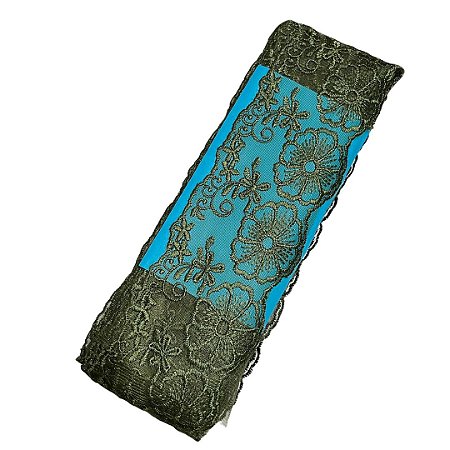 TULE BORDADO CRL-01 COR VERDE MUSGO 75MM C/13.70 METROS