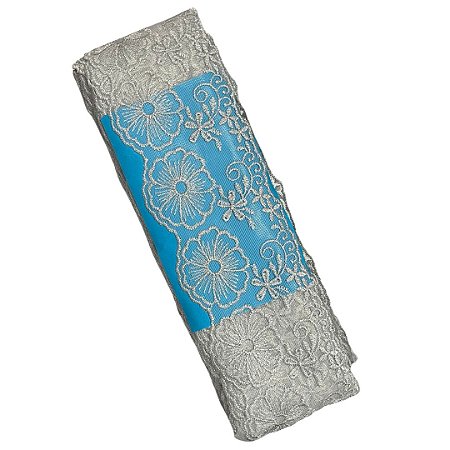 TULE BORDADO CRL-01 COR PRATA 75MM C/13.70 METROS