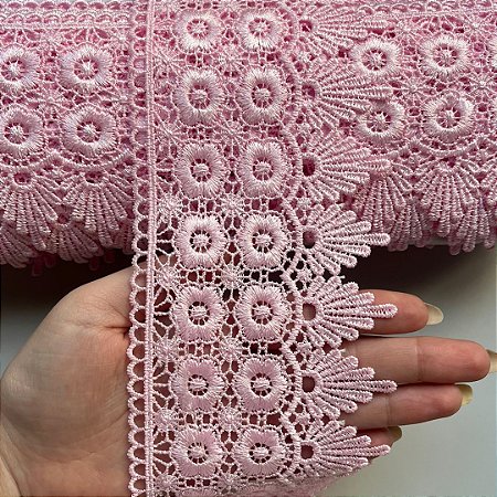 Renda Guipir Chl 427 Cor Rosa Bebê 95mm Por Metro Nybc
