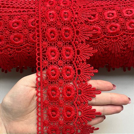 Renda Guipir Chl 427 Cor Vermelho 95mm Por Metro Nybc