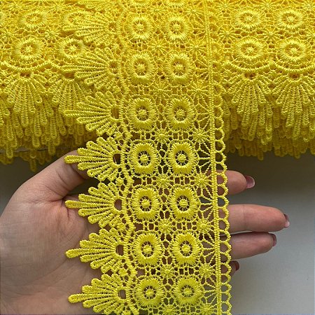 Renda Guipir Chl 427 Cor Amarelo Canário 95mm Por Metro Nybc