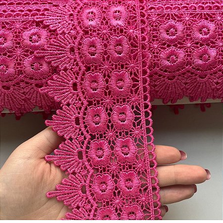 Renda Guipir Chl 427 Cor Pink 95mm Por Metro Nybc