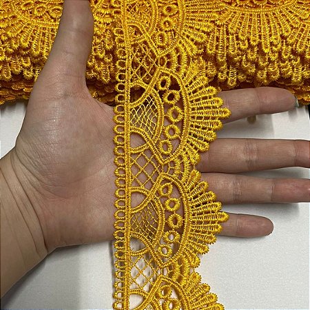 renda guipir chl-438 amarelo ouro 68mm por metro