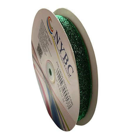 Fita Metalizada 20mm Verde Bandeira 100% Poliéster Com 20 Metros Nybc
