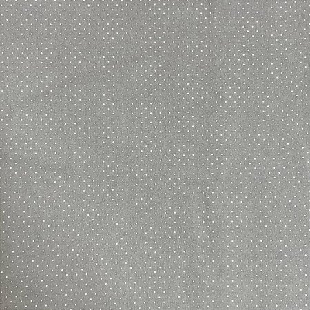 Tecido Tricoline Poá Cor 1618 Cinza e Branco 100% Algodão 50cm Círculo