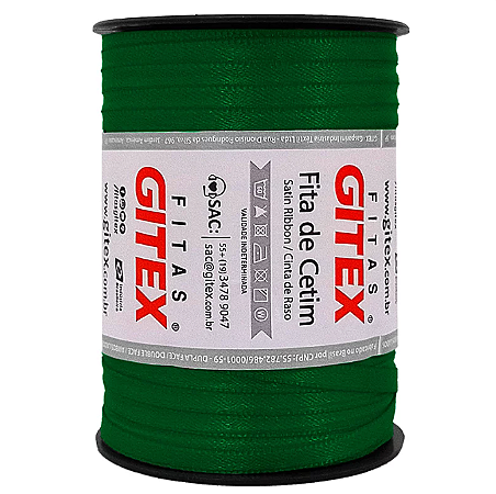 Fita cetim 7mm cor verde folha n 1 com 100 metros gitex