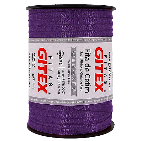 Fita cetim 7mm cor uva n 1 com 100 metros gitex