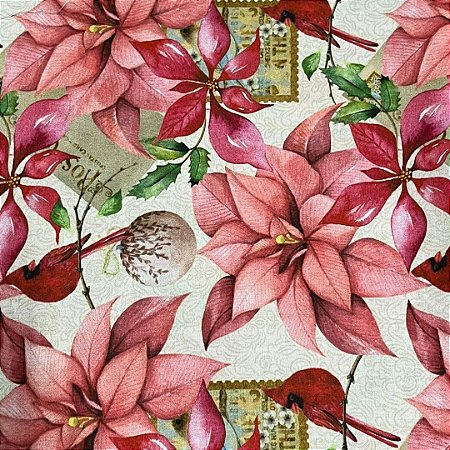 Tecido tricoline digital floral ref e158 - 100% algodão 50cm x 150cm Peripan