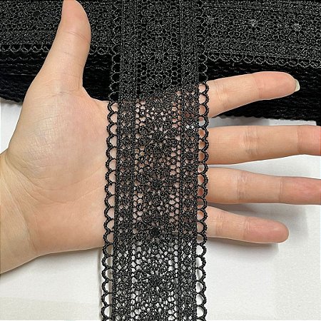 renda guipir chl-419 preto 55mm por metro