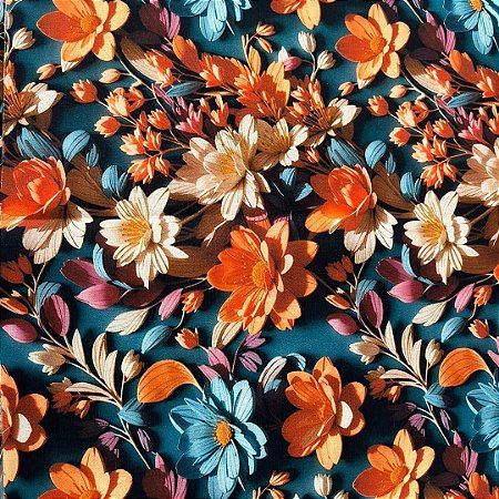TECIDO TRICOLINE 3D FLORAL 0,50CM X 1,50 REF E422 PERIPAN
