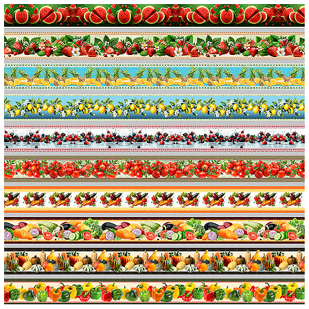 Tecido Tricoline Barrado Digital 250127 Frutas 50cm x 150cm Caldeira