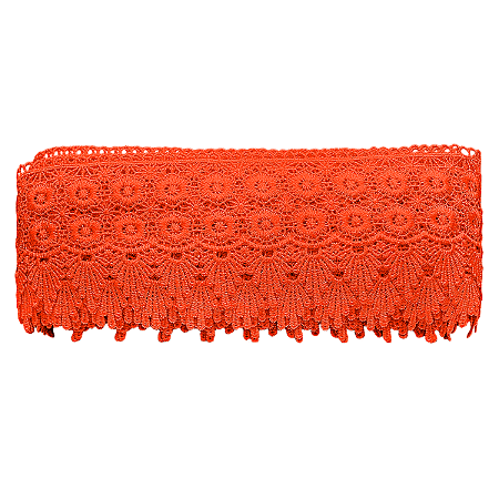Renda Guipir 9,5cm Laranja Neon CHL-427 com 13,7 Metros NYBC