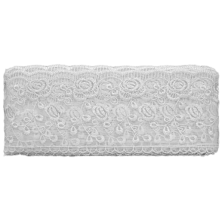 Tule Bordado 9,7cm Branco CRL-05 com 13,7 Metros NYBC