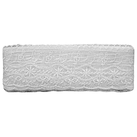 Tule Bordado 8,2cm Branco CRL-04 com 13,7 Metros NYBC