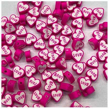 Miçanga Biscuit Coração Love Com 50 Unidades