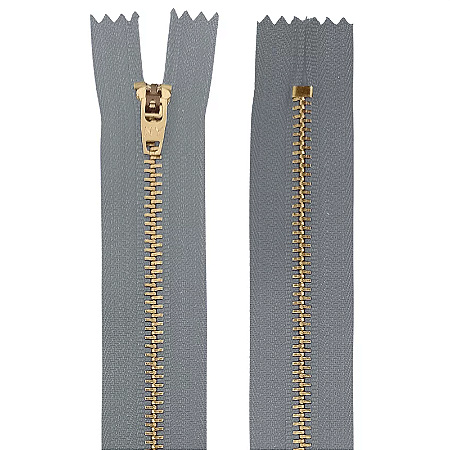 Ziper Fixo Metal Dourado 18cm Cor 307 Cinza Nybc