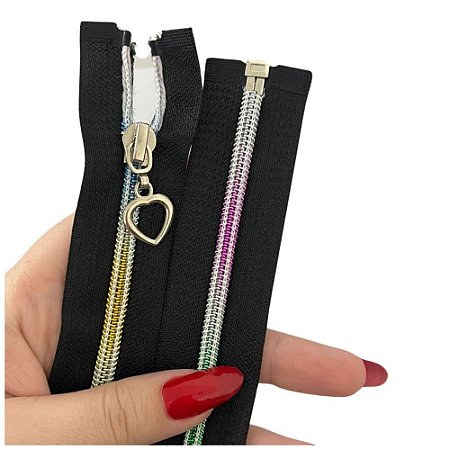 Ziper Destacavel Aluminizado Mult 60cm Cor 310 Preto Com 10 Unidades Nybc