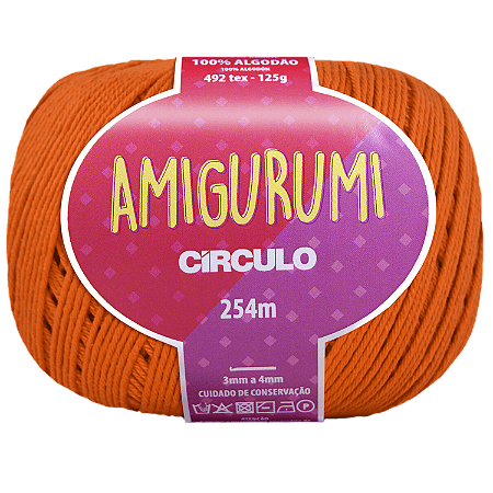 Linha Amigurumi Cor 4445 Tangerina Com 254 Metros Círculo