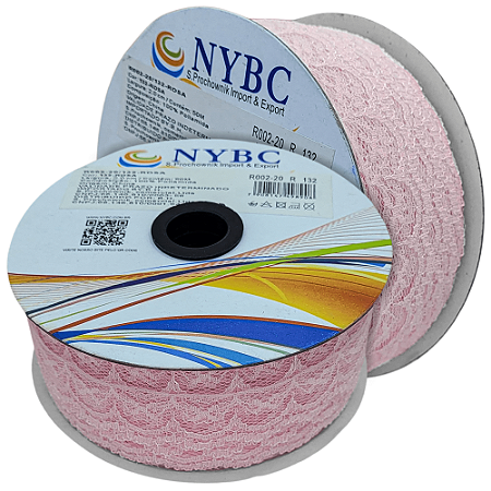Renda Poliamida R002 Cor 132 Rosa BB Com 50 Metros NYBC