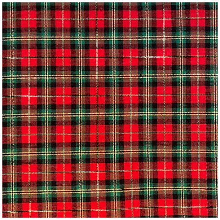 Tecido Tricoline Xadrez Natalino Cor 1019 - 100% Algodão 50cm x 150cm Caldeira