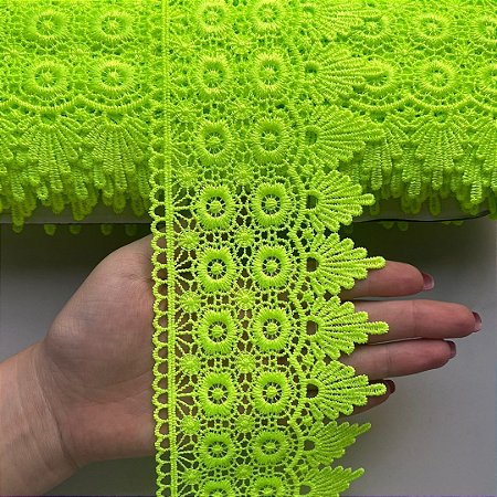 Renda Guipir Chl 427 Cor Verde Neon 95mm Por Metro Nybc