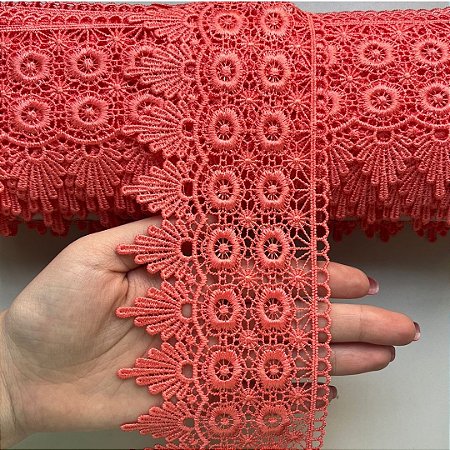 Renda Guipir Chl 427 Cor Coral 95mm Por Metro Nybc