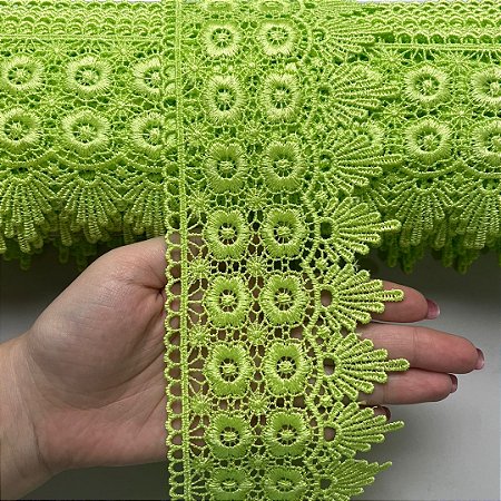 Renda Guipir Chl 427 Cor Verde Limão 95mm Por Metro Nybc