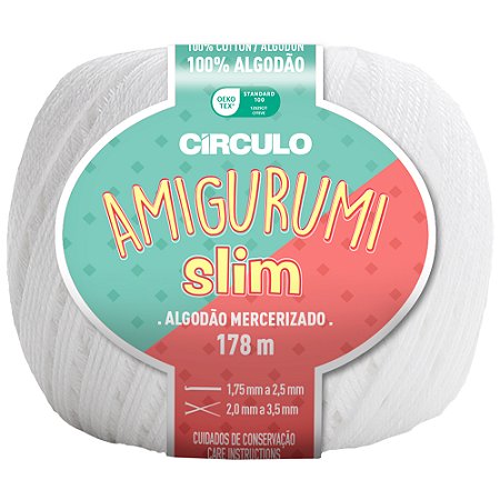 Linha Amigurumi Slim Cor 8001 Branco Com 178 Metros Círculo