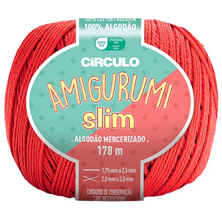 Linha Amigurumi Slim Cor 3583 Cereja Com 178 Metros Círculo