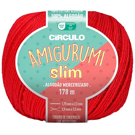 Linha Amigurumi Slim Cor 3528 Carmim Com 178 Metros Círculo