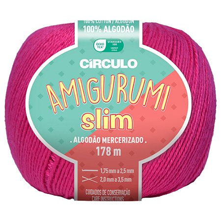 Linha Amigurumi Slim Cor 3754 Rosa Pink Com 178 Metros Círculo