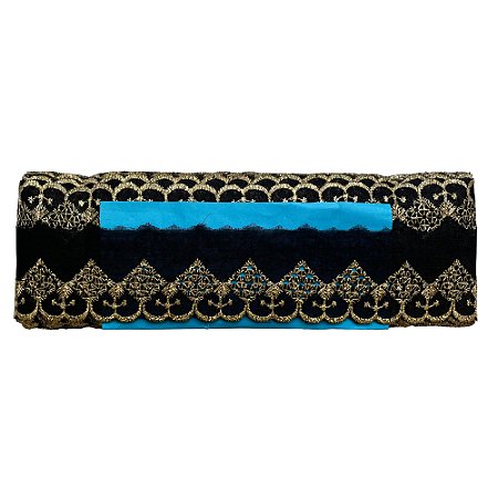 Bordado Ingles 5.0cm CTL 115 Preto/Ouro Com 13.70 Metros Nybc